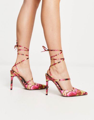 Pride - Scarpe con tacco alto allacciate alla caviglia con stampa marmorizzata - ASOS DESIGN - Modalova