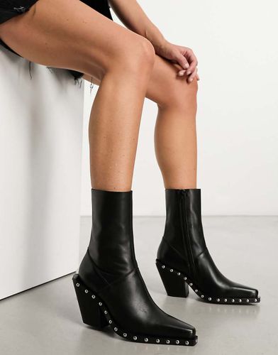 Russo - Stivaletti western in pelle nera con borchie - ASOS DESIGN - Modalova