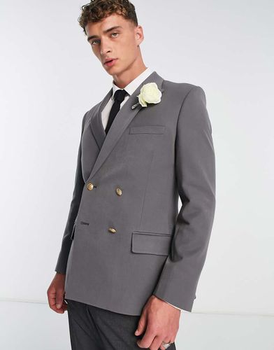 Wedding - Blazer skinny antracite con bottoni oro - ASOS DESIGN - Modalova