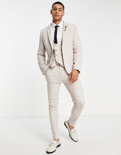 Wedding - Pantaloni da abito da abito super skinny con trama effetto occhio di pernice color pietra - ASOS DESIGN - Modalova
