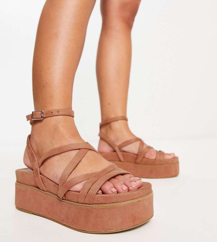 Wide Fit - Taurus - Sandali flatform a pianta larga beige con fascette - ASOS DESIGN - Modalova