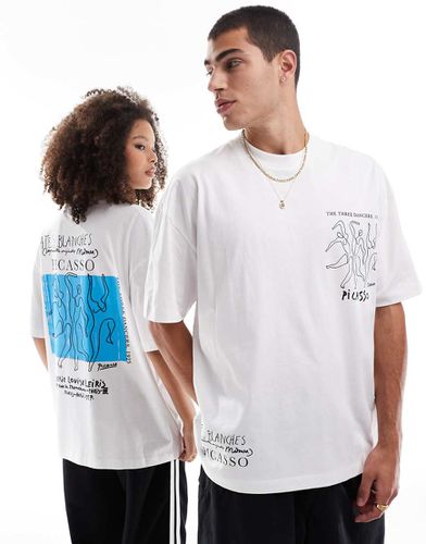 T-shirt unisex oversize bianca con stampe di Picasso - ASOS DESIGN - Modalova