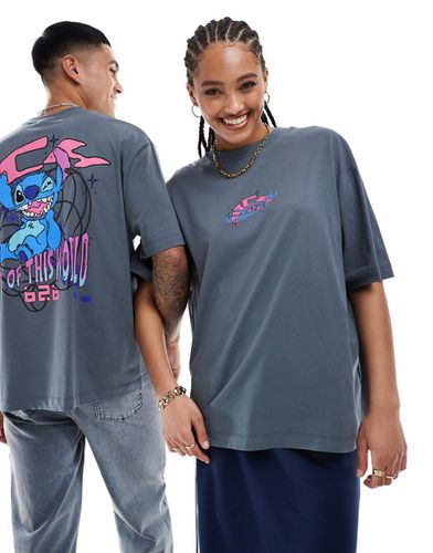 T-shirt unisex oversize grigia con stampe Disney di Stitch - ASOS DESIGN - Modalova
