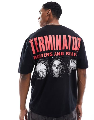 T-shirt unisex oversize nera con grafiche stampate "Terminator" su licenza - ASOS DESIGN - Modalova
