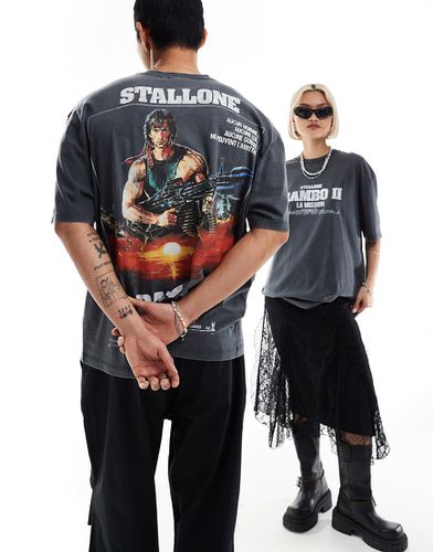 T-shirt unisex oversize slavato con stampe grafiche Rambo II su licenza - ASOS DESIGN - Modalova