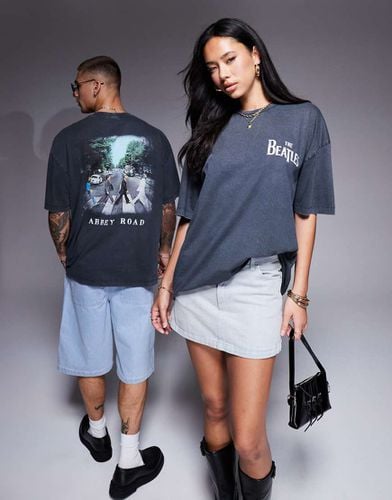 T-shirt unisex oversize slavato con stampe "The Beatles Abbey Road" su licenza - ASOS DESIGN - Modalova