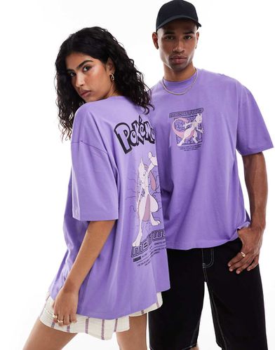 T-shirt unisex oversize con stampe Pokémon Mewtwo su licenza - ASOS DESIGN - Modalova