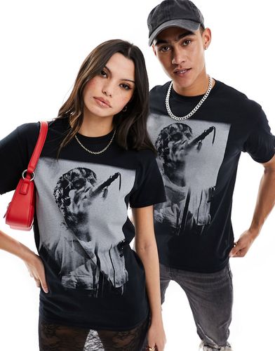 T-shirt unisex nera con grafica "Liam Gallagher" su licenza - ASOS DESIGN - Modalova