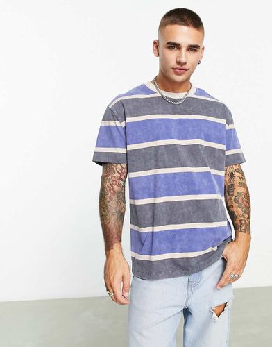 T-shirt comoda blu e verde slavato a righe - ASOS DESIGN - Modalova