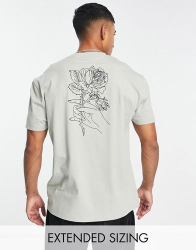 T-shirt comoda grigia con stampa di fiore sulla schiena - ASOS DESIGN - Modalova