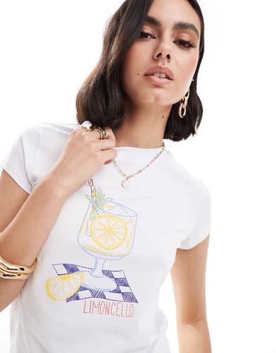 T-shirt corta bianca con grafica di drink "Limoncello" - ASOS DESIGN - Modalova