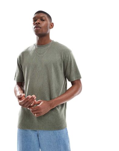 T-shirt décontracté en tissu aspect lin - Olive cendré - Asos Design - Modalova