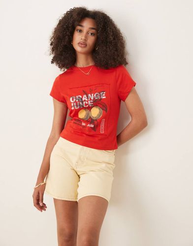 T-shirt effet rétréci avec appliqué oranges - Asos Design - Modalova