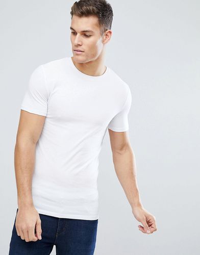 T-shirt girocollo attillata bianca - ASOS DESIGN - Modalova