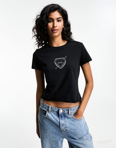 T-shirt mini nera con stampa di medaglione - ASOS DESIGN - Modalova