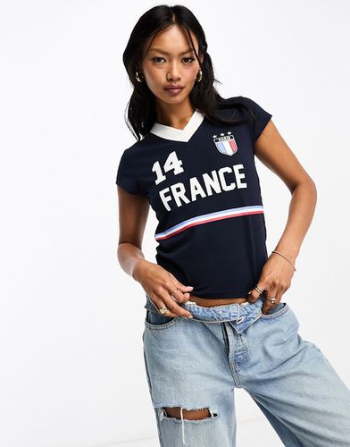 T-shirt mini con grafica "France" e scollo a V - ASOS DESIGN - Modalova