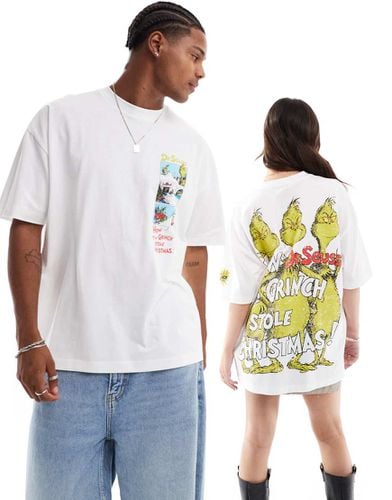 T-shirt oversize unisex bianca con stampa natalizia del Grinch - ASOS DESIGN - Modalova