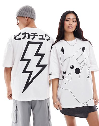 T-shirt oversize unisex bianca con stampa Pokémon su licenza con Pikachu - ASOS DESIGN - Modalova