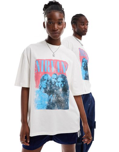 T-shirt oversize unisex sporco con stampe del gruppo Nirvana su licenza - ASOS DESIGN - Modalova