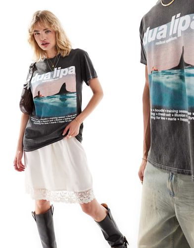 T-shirt oversize unisex grigia con stampa "Dua Lipa" su licenza sul davanti - ASOS DESIGN - Modalova