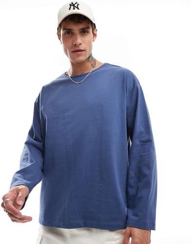 T-shirt oversize a maniche lunghe blu indaco - ASOS DESIGN - Modalova