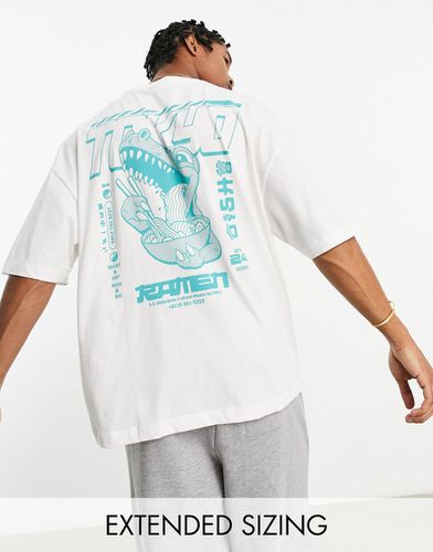 T-shirt oversize sporco con stampa di dinosauro sul retro - ASOS DESIGN - Modalova