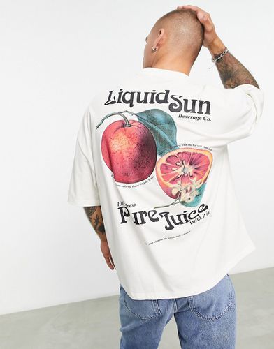 T-shirt oversize sporco con stampa fotografica di frutta sul retro - ASOS DESIGN - Modalova