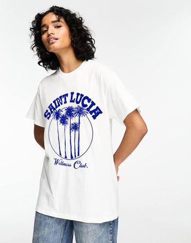 T-shirt oversize bianca con grafica "Saint Lucia" - ASOS DESIGN - Modalova