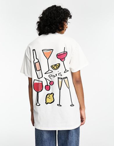 T-shirt oversize bianca con grafica "Paris" con vino e formaggio - ASOS DESIGN - Modalova