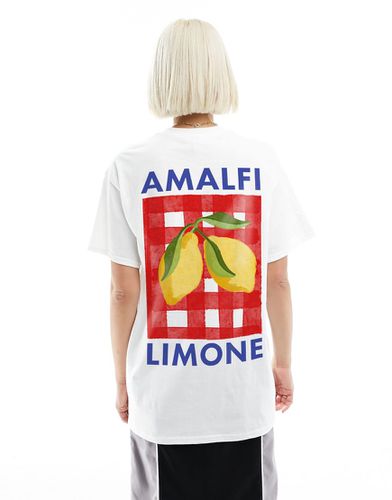 T-shirt oversize bianca con stampa grafica di limoni di Amalfi - ASOS DESIGN - Modalova