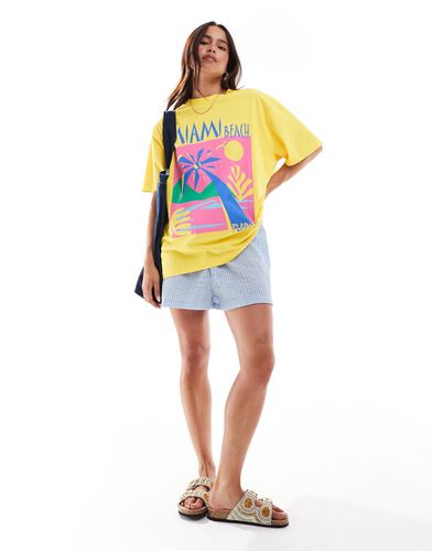 T-shirt oversize con stampa grafica Miami beach, colore - ASOS DESIGN - Modalova