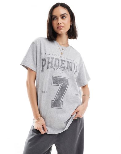 T-shirt oversize color ghiaccio mélange con stampa "Phoenix 7" - ASOS DESIGN - Modalova