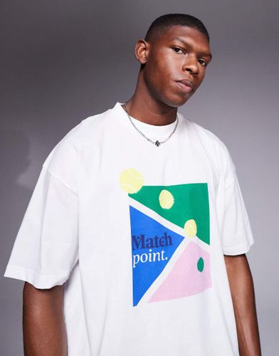 T-shirt oversize coupe carrée avec imprimé tennis devant - Asos Design - Modalova