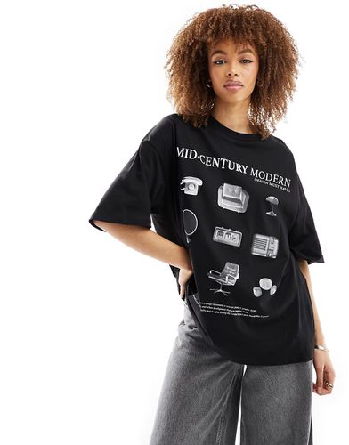 T-shirt oversize nera con grafica "Mid-Century Modern" - ASOS DESIGN - Modalova