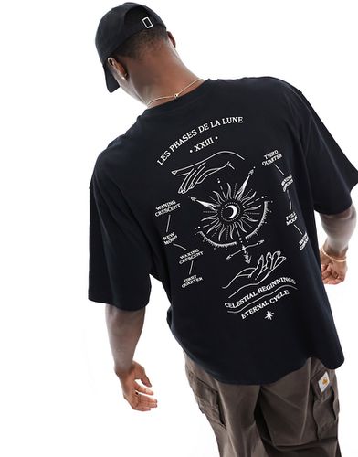 T-shirt oversize nera con stampa astrale davanti e dietro - ASOS DESIGN - Modalova