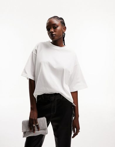T-shirt oversize pesante bianca con spacchi laterali - ASOS DESIGN - Modalova