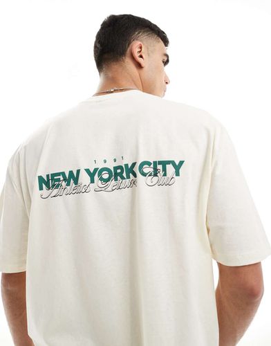 T-shirt squadrata oversize color sporco con stampa di New York sul retro - ASOS DESIGN - Modalova