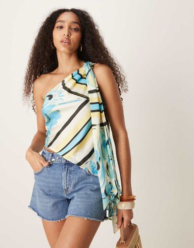 Top asymétrique en satin imprimé bandana - Asos Design - Modalova