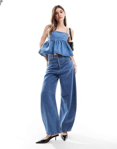 Top babydoll in denim candeggiato - ASOS DESIGN - Modalova