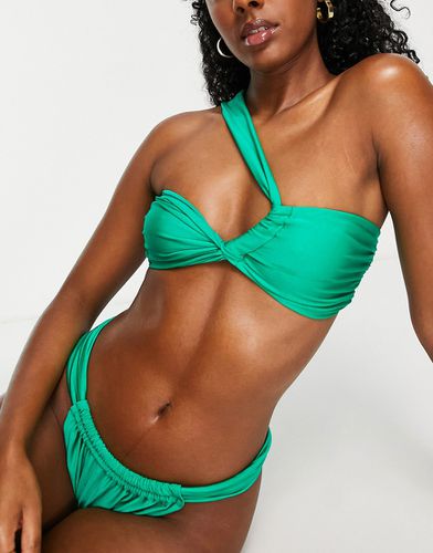 Top bikini monospalla attorcigliato smeraldo - ASOS DESIGN - Modalova