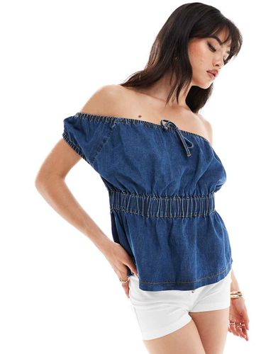 Top in denim arricciato medio - ASOS DESIGN - Modalova