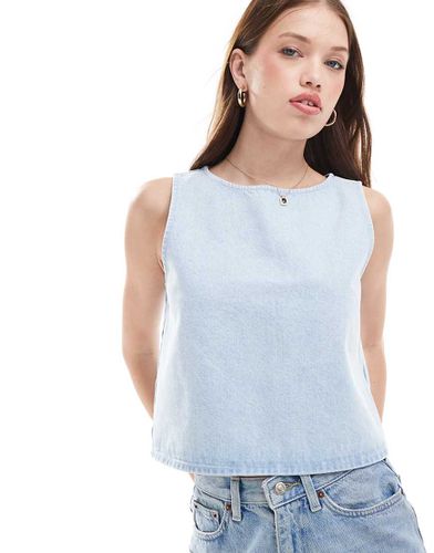 Top senza maniche in denim lavaggio super candeggiato - ASOS DESIGN - Modalova