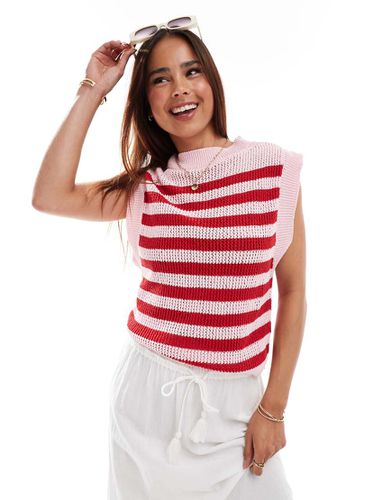 Top senza maniche in maglia rosso e a righe - ASOS DESIGN - Modalova