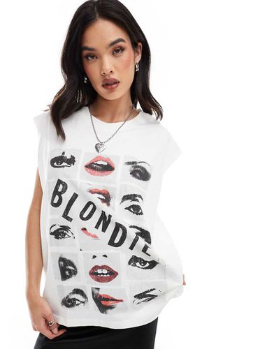 Top senza maniche oversize crema con stampa "Blondie" su licenza - ASOS DESIGN - Modalova