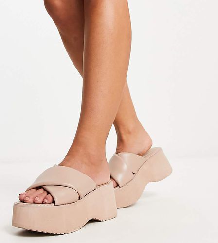 Tornado - Scarpe flatform pianta larga imbottite con fascette incrociate beige - ASOS DESIGN - Modalova