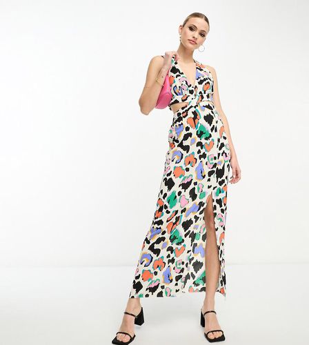 ASOS DESIGN Tall - Vestito midi allacciato al collo con cut-out e stampa colorata - ASOS Tall - Modalova