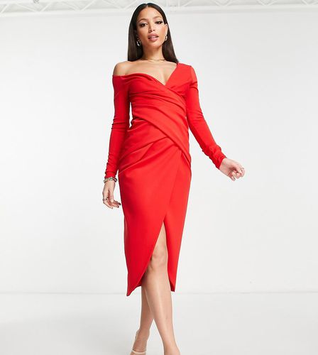 ASOS DESIGN Tall - Vestito midi con pieghe e spalle scivolate - ASOS Tall - Modalova