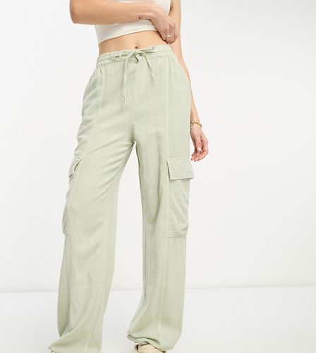 Tall - Pantaloni cargo color salvia in misto lino - ASOS DESIGN - Modalova