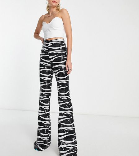 ASOS DESIGN Tall - Pantaloni a fondo ampio zebrati con paillettes - ASOS Tall - Modalova