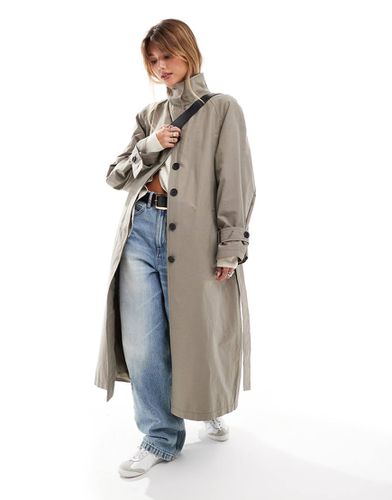 Trench oversize e lungo con collo a imbuto color fungo - ASOS DESIGN - Modalova